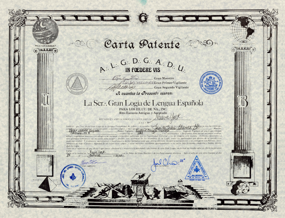 Carta Patente Colmena No. 8